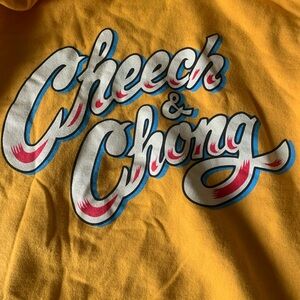 Yellow Graphic hoodie with Cheech & Chong Design